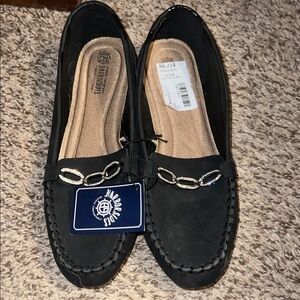 Harbor Shoes Black Moccasins for Women